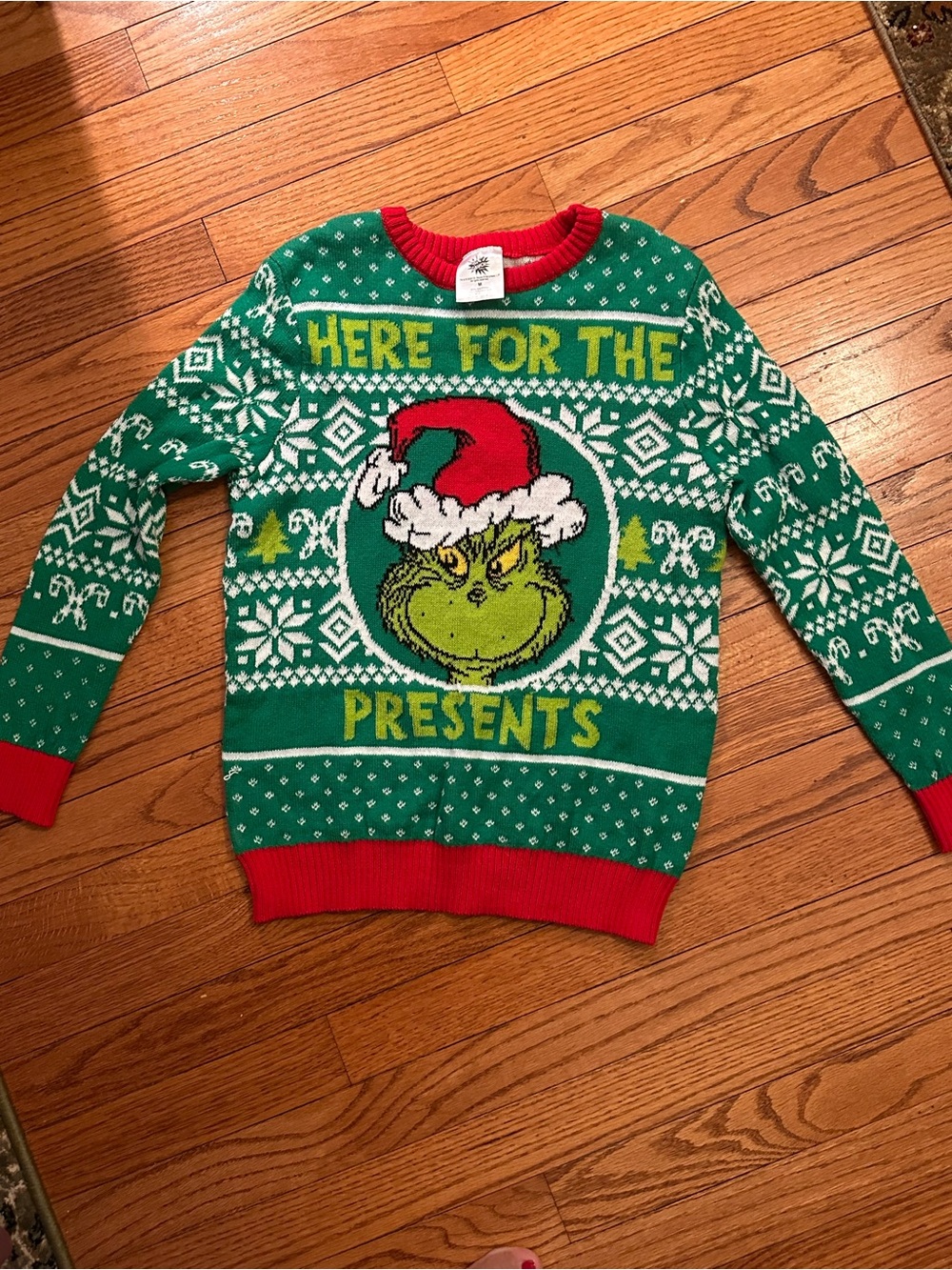 Kids' Grinch 'Here for the Presents' Green Holiday Sweater